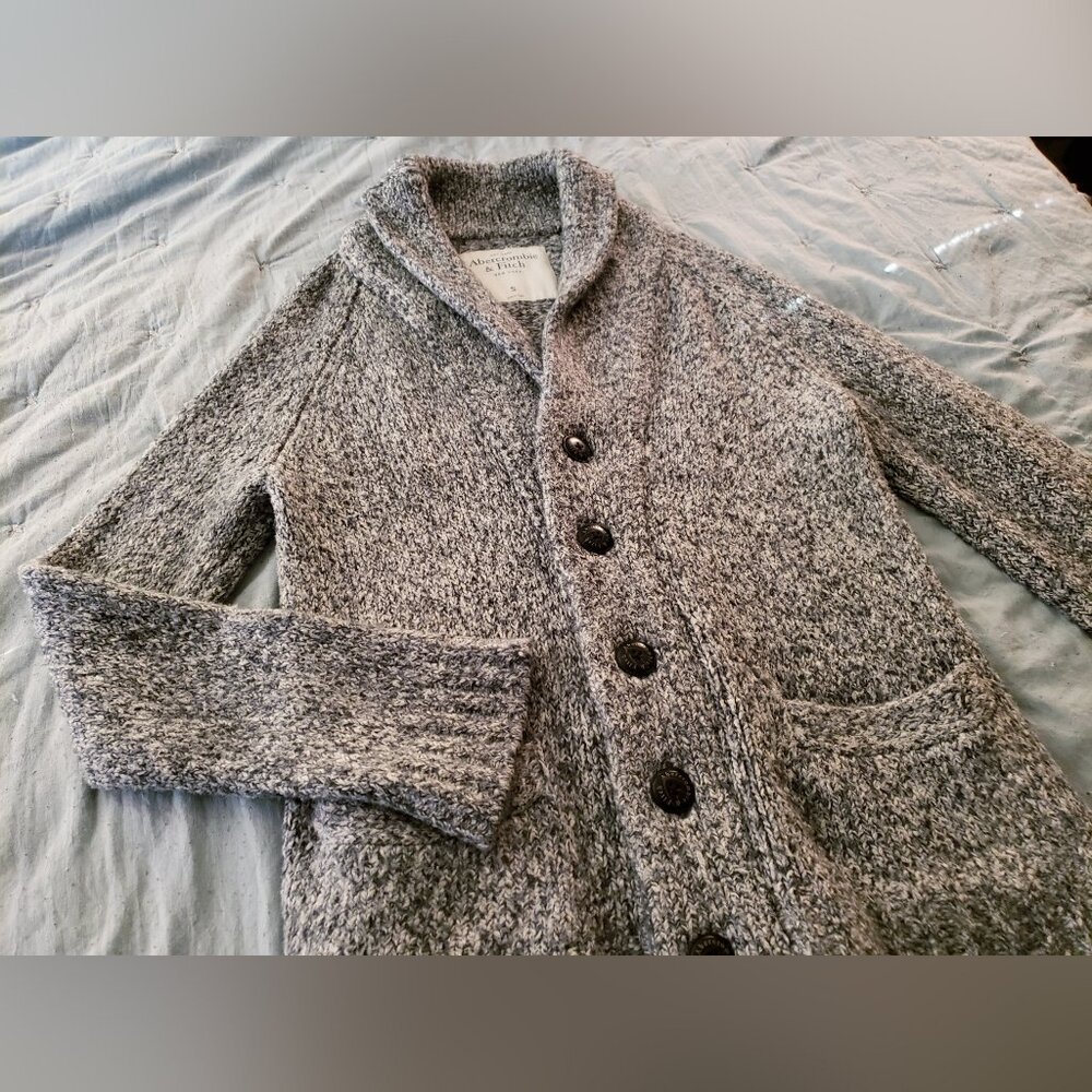 Abercrombie & Fitch Cotton Blend Cardigan Sweater (Gray, S)